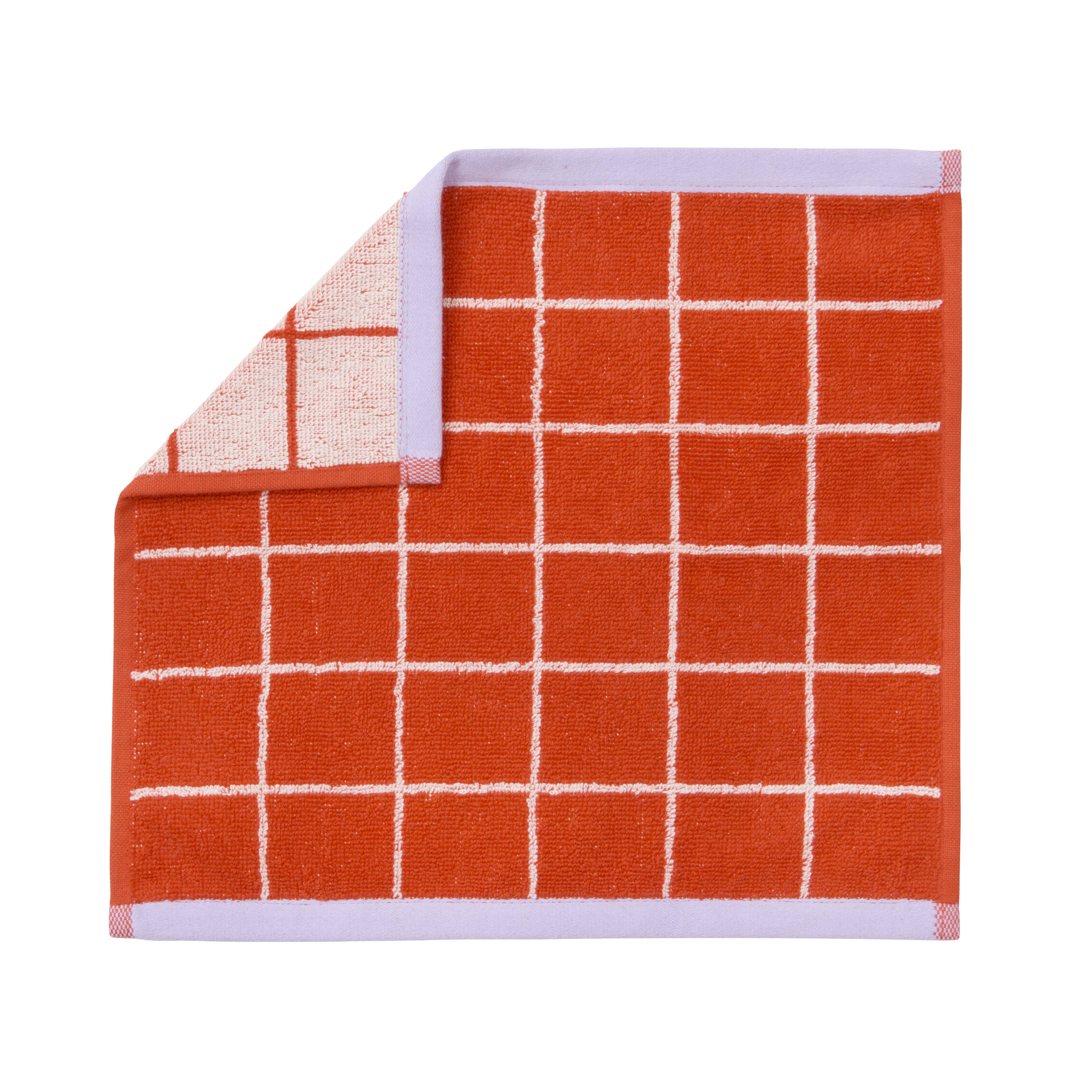 Checked håndklæde - rød/ivory/lilla